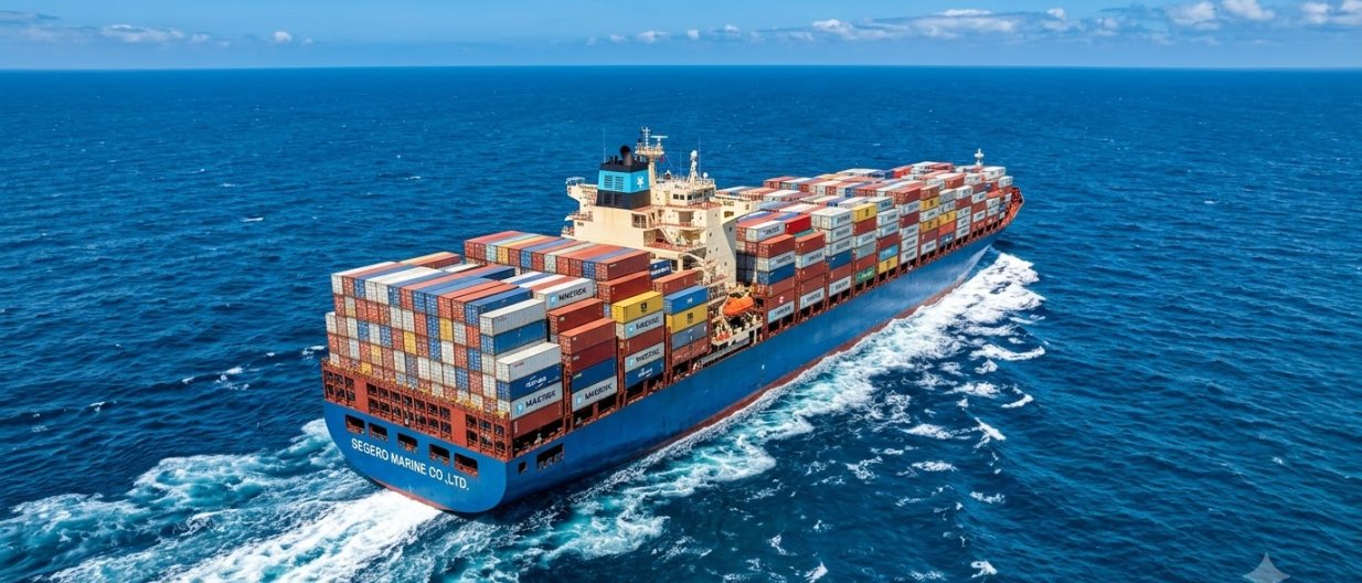 SMC container ship at sea